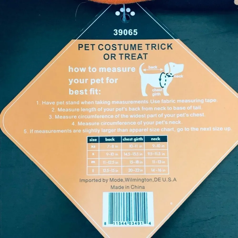 Halloween Dog Trick or Treat Fall Pet Costume Dress L